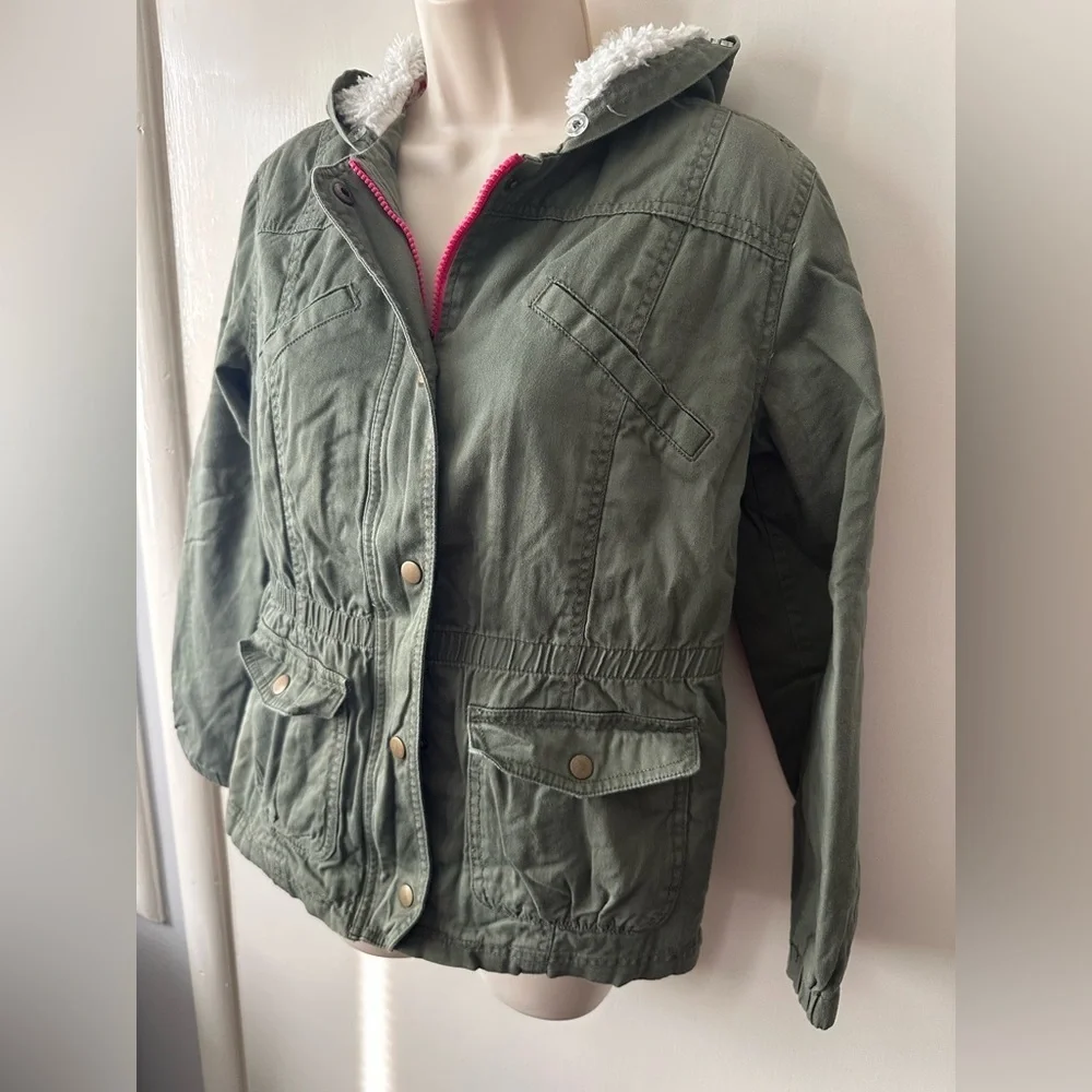 Cherokee Olive Utility Girl Jacket with Pink Accents